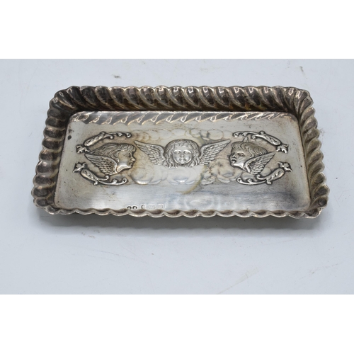 375 - Silver Reynold's Angels rectangular tray. 57.1 grams. Birmingham 1904. Hallmarks slightly rubbed. 14... 