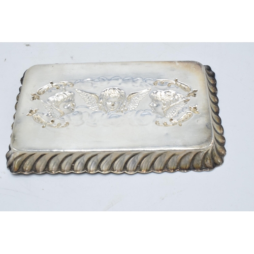 375 - Silver Reynold's Angels rectangular tray. 57.1 grams. Birmingham 1904. Hallmarks slightly rubbed. 14... 