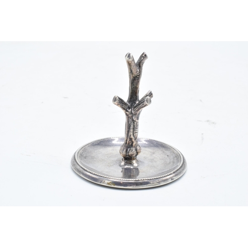 392 - A silver ring tree with tray. Birmingham 1927. 18.6 grams.