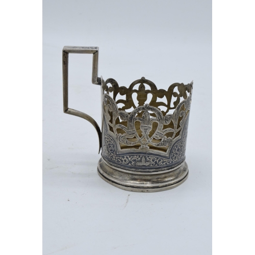 396 - Russian Soviet silver tea glass holder circa 1970 together with a Soviet silver shot cup circa 1960.... 