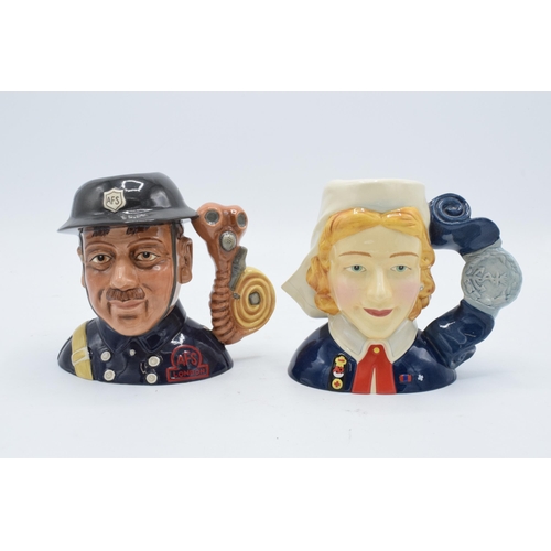 110 - Royal Doulton character jugs Fireman D7215 and Nurse D7216 (2). In good condition with no obvious da... 