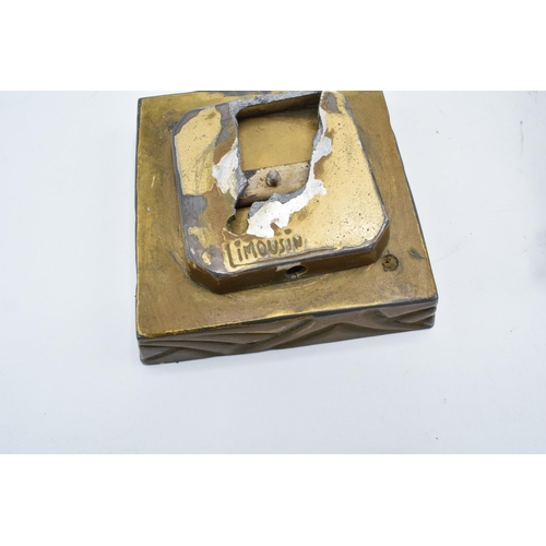 154A - An Art-Deco nude figural lamp base with the lady supporting the light shade with impressed 'Limousin... 