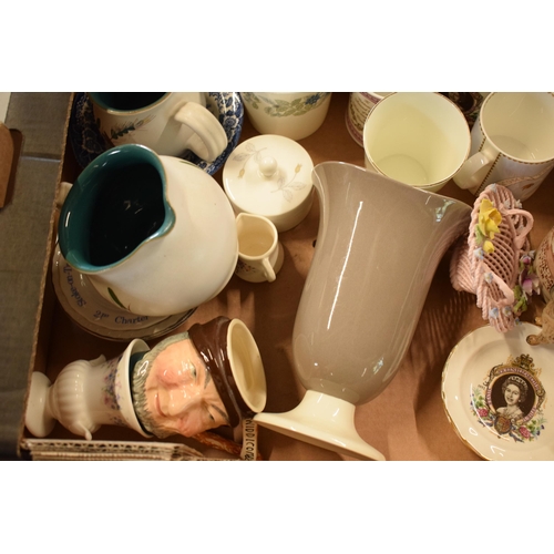 3 - A mixed collection of items to include Wedgwood, 19th century pottery, coronation mugs, a floral ros... 