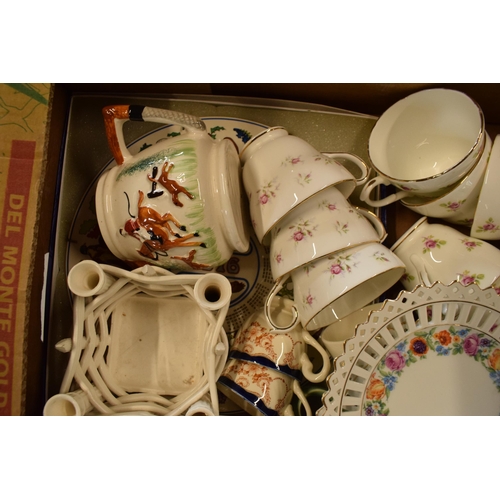 3 - A mixed collection of items to include Wedgwood, 19th century pottery, coronation mugs, a floral ros... 
