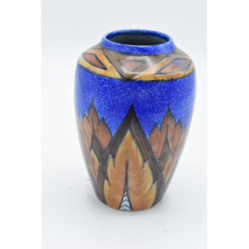 74 - Clews and Co of Tunstall Chameleon Ware vase decorated with blue and orange decoration. 14cm tall. I... 