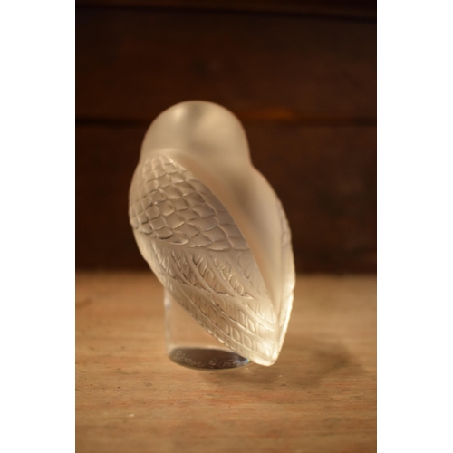 76 - A 20th century Lalique figure of an Owl with polished and frosted glass decoration. Signed 'Lalique ... 