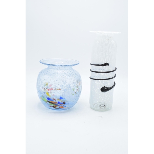 88 - A pair of studio glass vases to include a Romblast of Romania tall white example together with a D. ... 