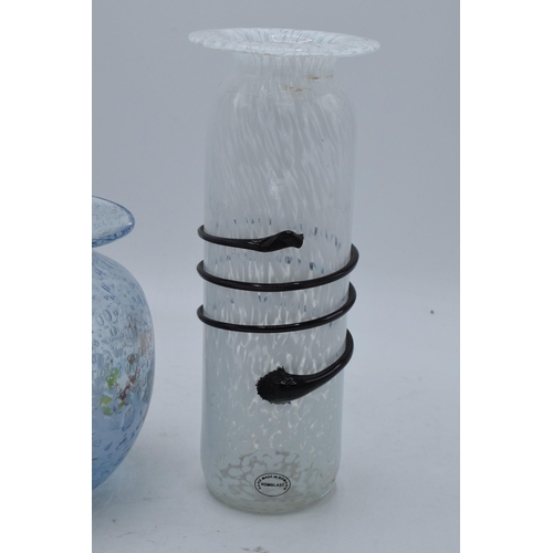 88 - A pair of studio glass vases to include a Romblast of Romania tall white example together with a D. ... 