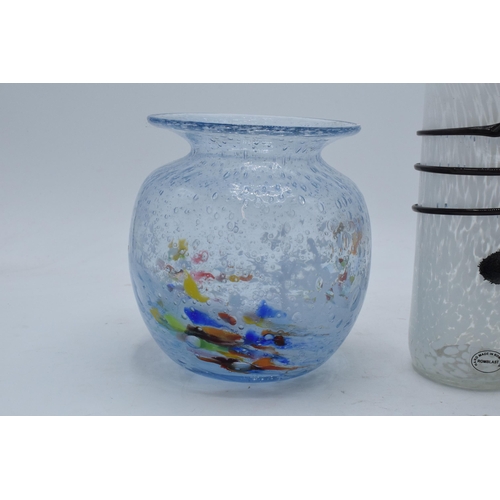 88 - A pair of studio glass vases to include a Romblast of Romania tall white example together with a D. ... 