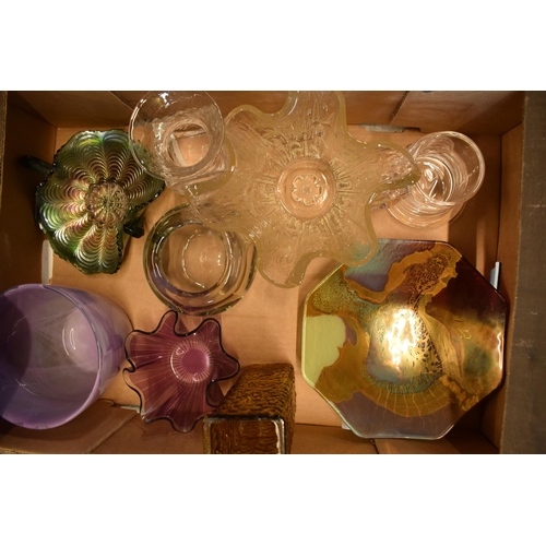 93 - A collection of assorted art / studio glass in the form of a Dartington Crystal SWEB tankard, bowls,... 