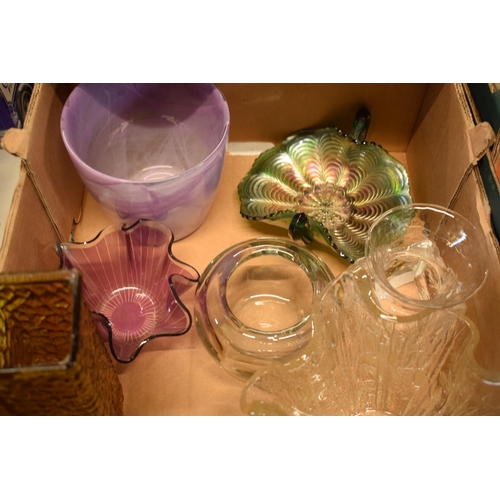 93 - A collection of assorted art / studio glass in the form of a Dartington Crystal SWEB tankard, bowls,... 