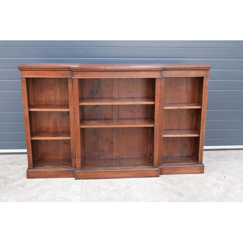 299B - Edwardian breakfront bookcase with 3 sections and 6 adjustable shelves. 182 x 30 x 112cm. In good co... 