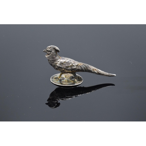 100A - Sampson Mordan & Co Edwardian silver
miniature pheasant, hallmarked Chester 1909. Approx 42mm in len... 