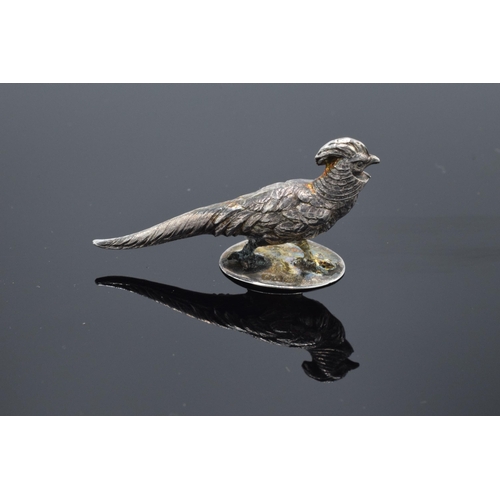 100A - Sampson Mordan & Co Edwardian silver
miniature pheasant, hallmarked Chester 1909. Approx 42mm in len... 