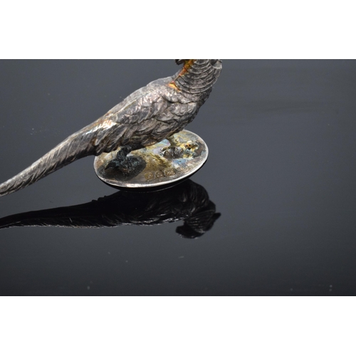 100A - Sampson Mordan & Co Edwardian silver
miniature pheasant, hallmarked Chester 1909. Approx 42mm in len... 