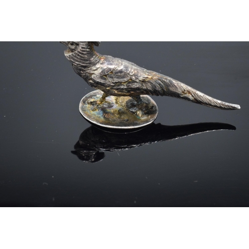 100A - Sampson Mordan & Co Edwardian silver
miniature pheasant, hallmarked Chester 1909. Approx 42mm in len... 