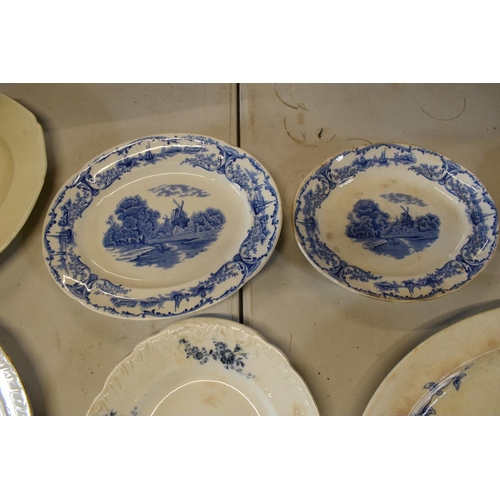 10N - A collection of 19th/20th century meat trays and platters to include Delph Grimwade, Booths, T B & S... 