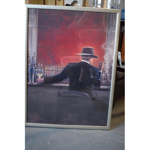 210B - A pair of large contemporary prints 'Evening Lounge' and 'Cigar Bar' by Brent Lynch in wooden frames... 