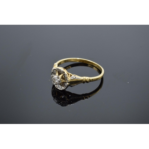 190 - 18ct gold ladies ring set with diamonds. UK size P/Q. 3.1 grams.