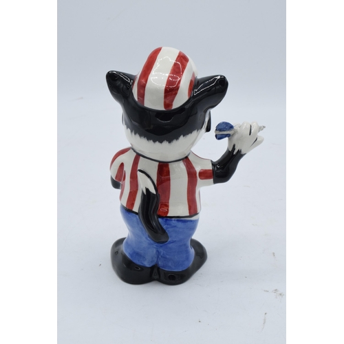 100 - Lorna Bailey model of Bully the Darts Playing Cat. 16cm tall. In good condition with no obvious dama... 