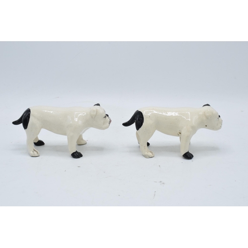 101 - A pair of 19th century pottery bulldogs standing square (2). In good condition with no obvious damag... 