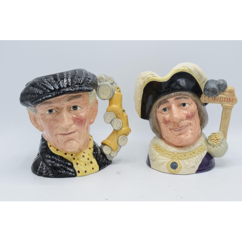 120J - Large Royal Doulton character jugs to include Dick Whittington D6846 and Pearly King (2). In good co... 