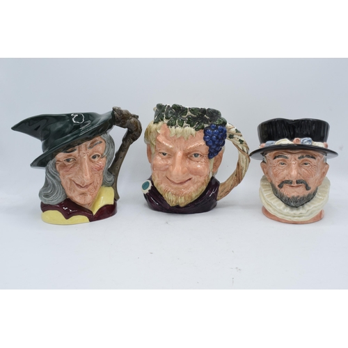 120L - Large Royal Doulton character jugs to include Beefeater D6206, Bacchus D6499 and the Pied Piper D640... 