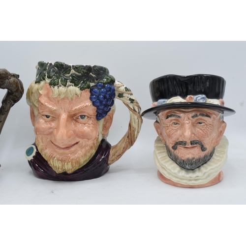 120L - Large Royal Doulton character jugs to include Beefeater D6206, Bacchus D6499 and the Pied Piper D640... 