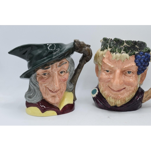 120L - Large Royal Doulton character jugs to include Beefeater D6206, Bacchus D6499 and the Pied Piper D640... 