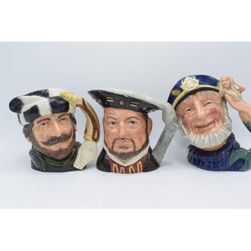 120M - Large Royal Doulton character jugs to include Old Salt D6551, Trapper D6609 and Henry VIII D6642 (3)... 