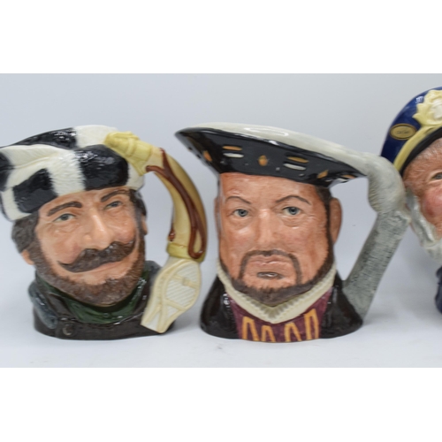 120M - Large Royal Doulton character jugs to include Old Salt D6551, Trapper D6609 and Henry VIII D6642 (3)... 