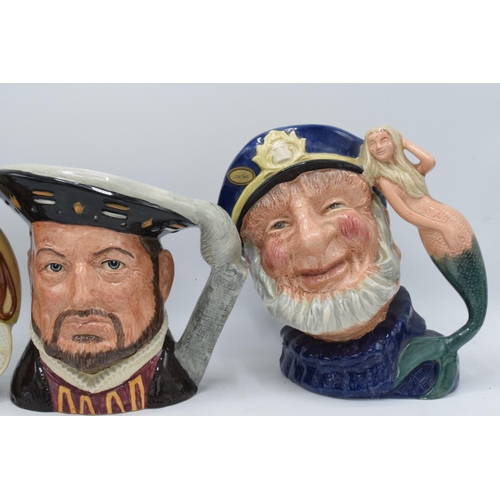 120M - Large Royal Doulton character jugs to include Old Salt D6551, Trapper D6609 and Henry VIII D6642 (3)... 