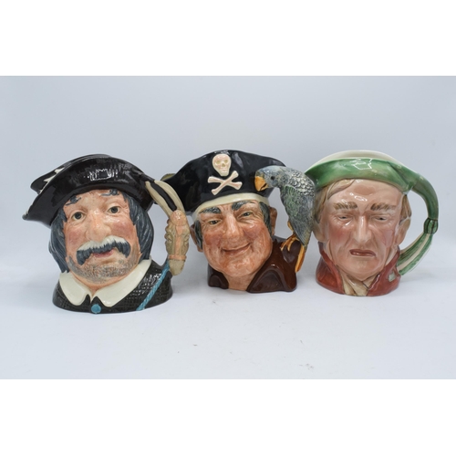 120O - Large Royal Doulton character jugs to include Long John Silver D6335, Sancho Panca D6456 and Beswick... 