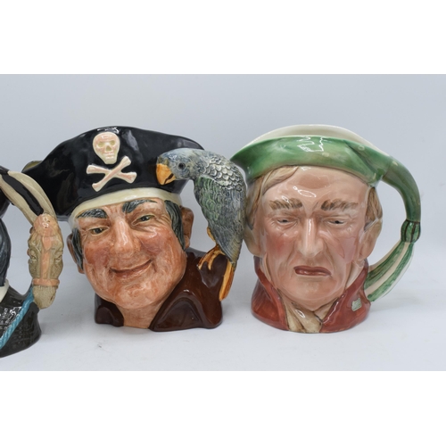 120O - Large Royal Doulton character jugs to include Long John Silver D6335, Sancho Panca D6456 and Beswick... 