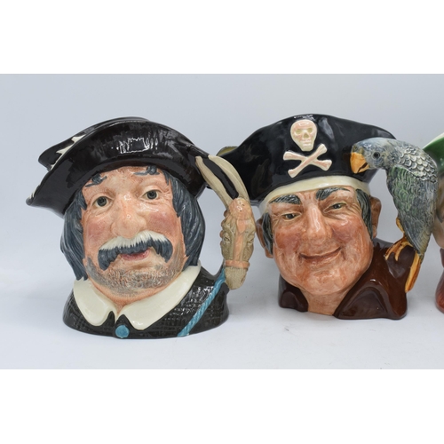 120O - Large Royal Doulton character jugs to include Long John Silver D6335, Sancho Panca D6456 and Beswick... 