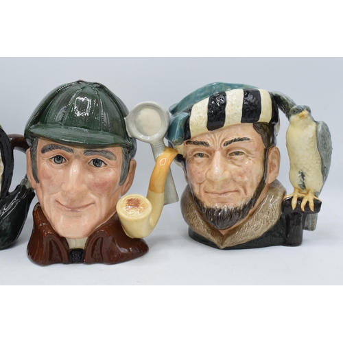 120P - Large Royal Doulton character jugs to include Falconer D6533, The Sleuth D6631 and Sairey Gamp (3). ... 