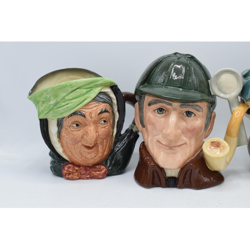 120P - Large Royal Doulton character jugs to include Falconer D6533, The Sleuth D6631 and Sairey Gamp (3). ... 