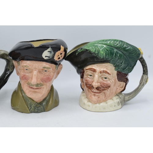 120Q - Large Royal Doulton character jugs to include Monty D6202, Auld Mac and Cavalier (3). In good condit... 