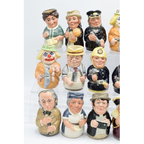 124 - A good collection of Royal Doulton Doultonville Toby jugs to include Len Lifeboat D6811, Pat Parcel ... 