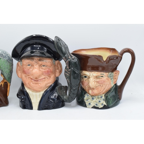 129 - A collection of large Royal Doulton character jugs Lobsterman, Long John Silver and Old Charley (3).... 