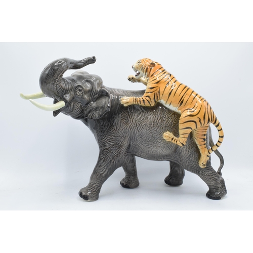 142 - Beswick Elephant and Tiger 1720. In good condition with no obvious damage or restoration. 29.5cm tal... 