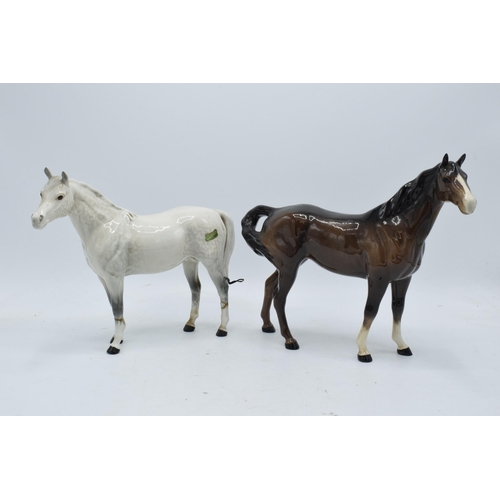 155 - Beswick brown swish tail horse 1182 together with dapple grey Arab Bahram 1771 (af) (2). In good con... 