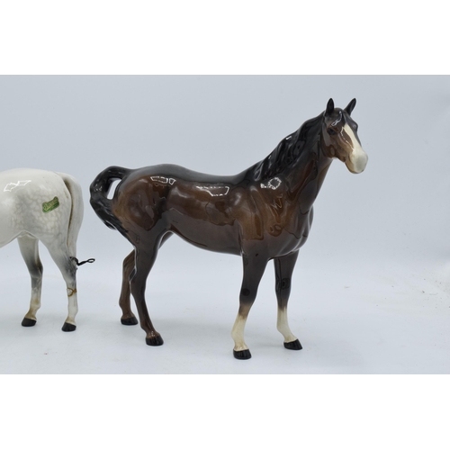 155 - Beswick brown swish tail horse 1182 together with dapple grey Arab Bahram 1771 (af) (2). In good con... 