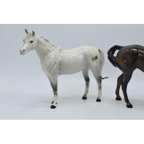 155 - Beswick brown swish tail horse 1182 together with dapple grey Arab Bahram 1771 (af) (2). In good con... 