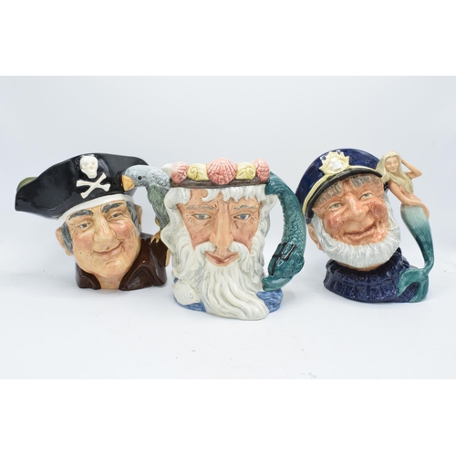 161 - Large Royal Doulton character jugs to include Long John Silver, Neptune and Old Salt (3). In good co... 