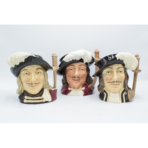 163 - Large Royal Doulton character jugs The Three Musketeers to include Aramis, Athos and Porthos (3). In... 