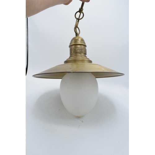 205 - A reproduction ceiling light in the style of a brass industrial lamp 'Queen of the West'. Untested. ... 