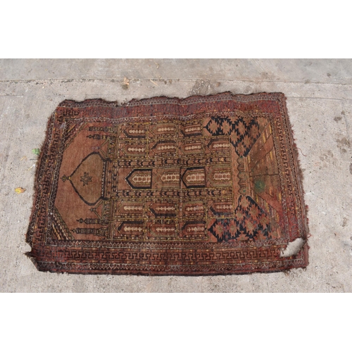 222 - A mid 20th century rug depicting Middle Eastern scenes with a Temple. Please check the photos for co... 