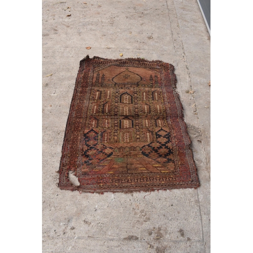 222 - A mid 20th century rug depicting Middle Eastern scenes with a Temple. Please check the photos for co... 