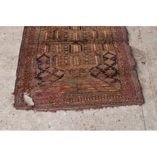 222 - A mid 20th century rug depicting Middle Eastern scenes with a Temple. Please check the photos for co... 